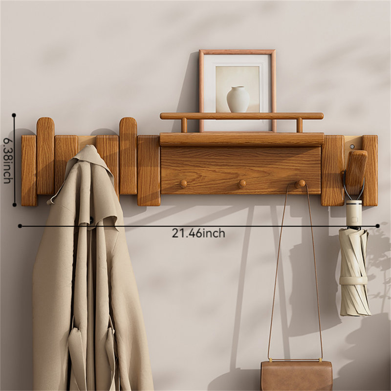 Melodywood Piano-Inspired Solid Wood Coat Rack, Tan