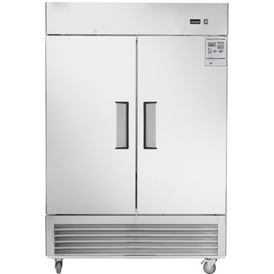 54"w Commercial Freezer 2 Section 2 Solid Door Stainless Steel Interior And Exterior Construction Reach-in Freezer 42.2 Cu.ft. Upright Fan Cooling Freezer For Restaurants And Commercial Environments