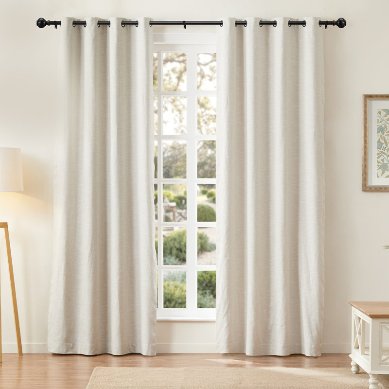 Adjustable 1'' Single Curtain Rod, 32" - 84", Black