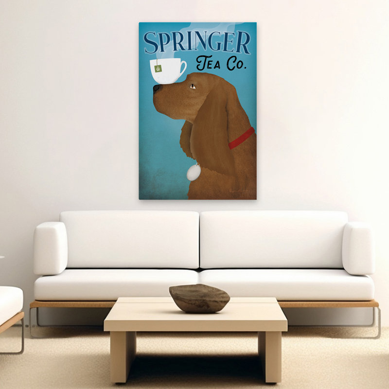 Brown Springer Tea Co - Publicité, art noir, bleu, H 60 po x l 40 po