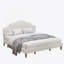 Très grand lit plateforme tapissier avec tête de lit ajustable, rembourré en tissu de lin, lit plateforme de style simple et moderne sans sommier, facile à assembler, blanc-2076955466