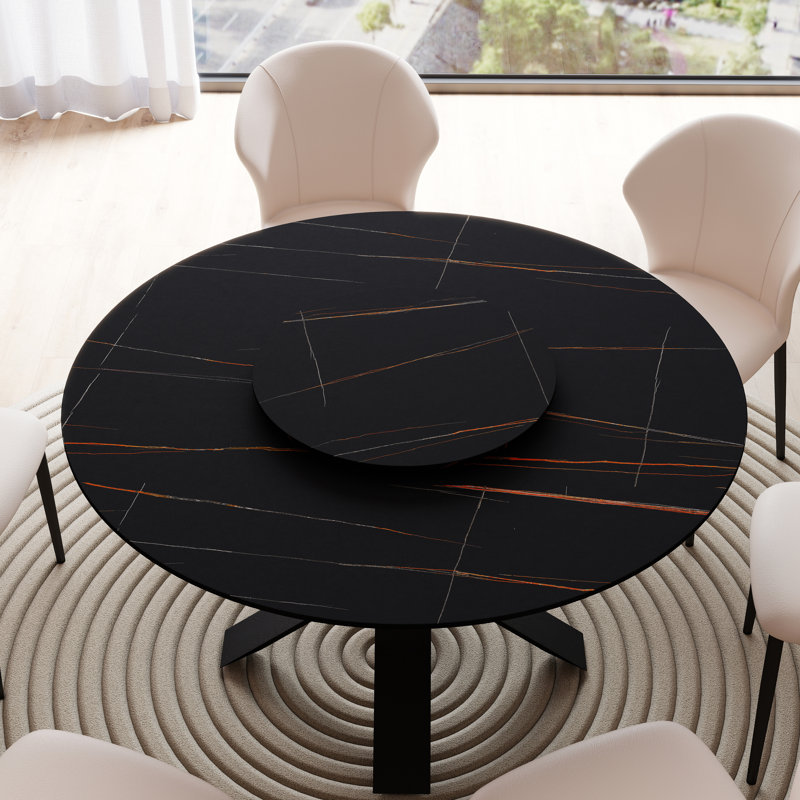 Table de salle à manger Modern Modern, Encre, Noir, noir, noir, noir, H 29,53 po x L 53,15 po x l 53,15 po