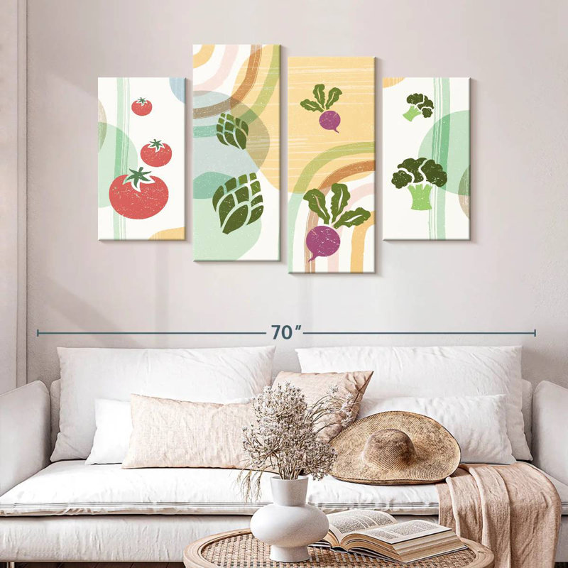 Yarlin Boho Abstract Vegetables, 32" H x 52" W