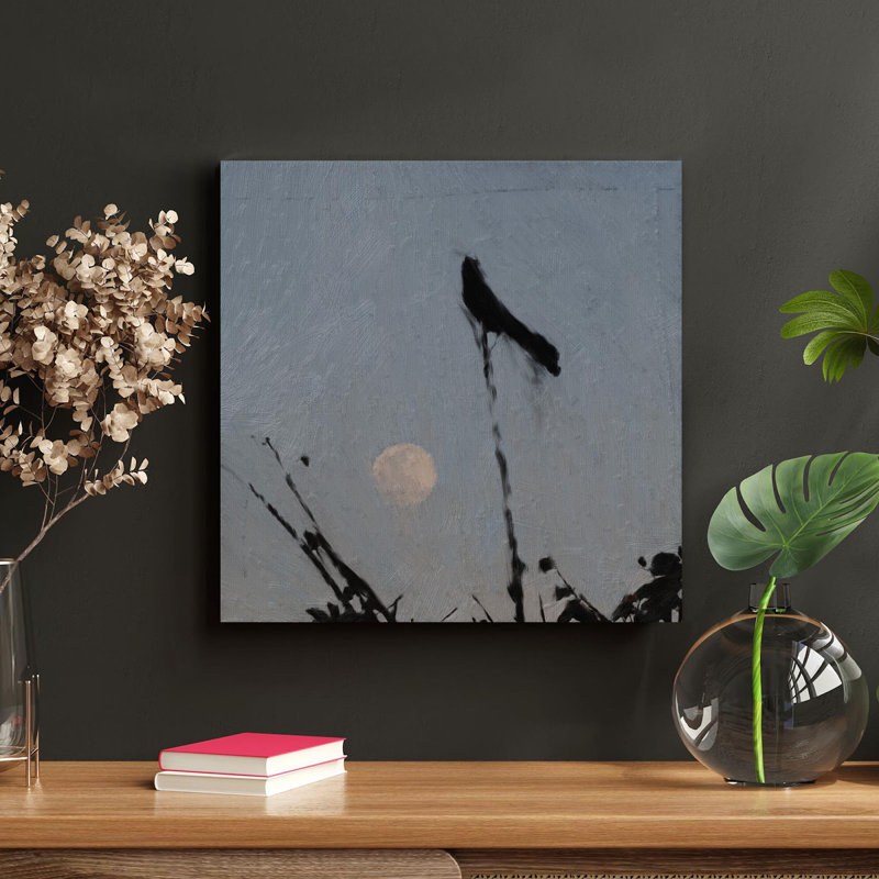 Silhouette Of Bird On Tree Branch During Sunset - " Silhouette Of Bird On Tree Branch During Sunset " Painting Print