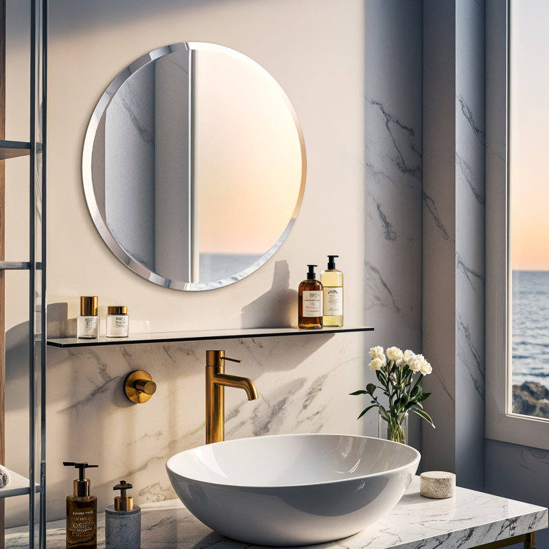 Rithi Round Flat Wall Mirror, 70 cm H x 70 cm W