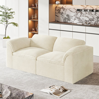 Modern 81 "Corduroy 2-Seater Sponge Sofa With Throw Cushion