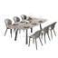 Ensemble de table de salle à manger 7 pièces en pierre frittée avec 6 chaises en cuir PU-381494489