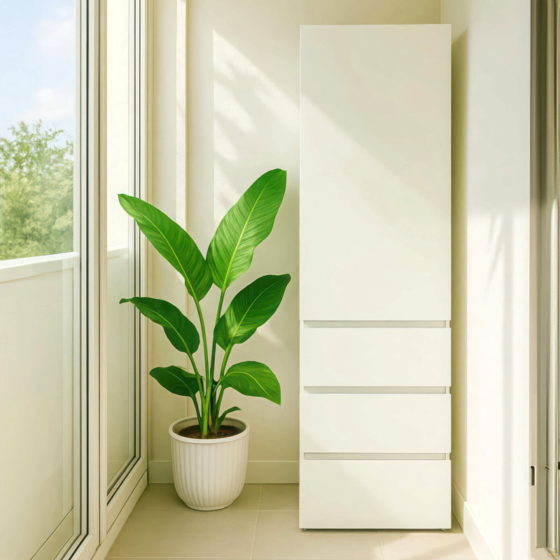 Système d'organisation modulaire en bois avec miroir