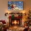 Noël, père Noël, renne, feu de camp, nuit d'hiver, ensemble de 3 impressions sur toile-2035394475