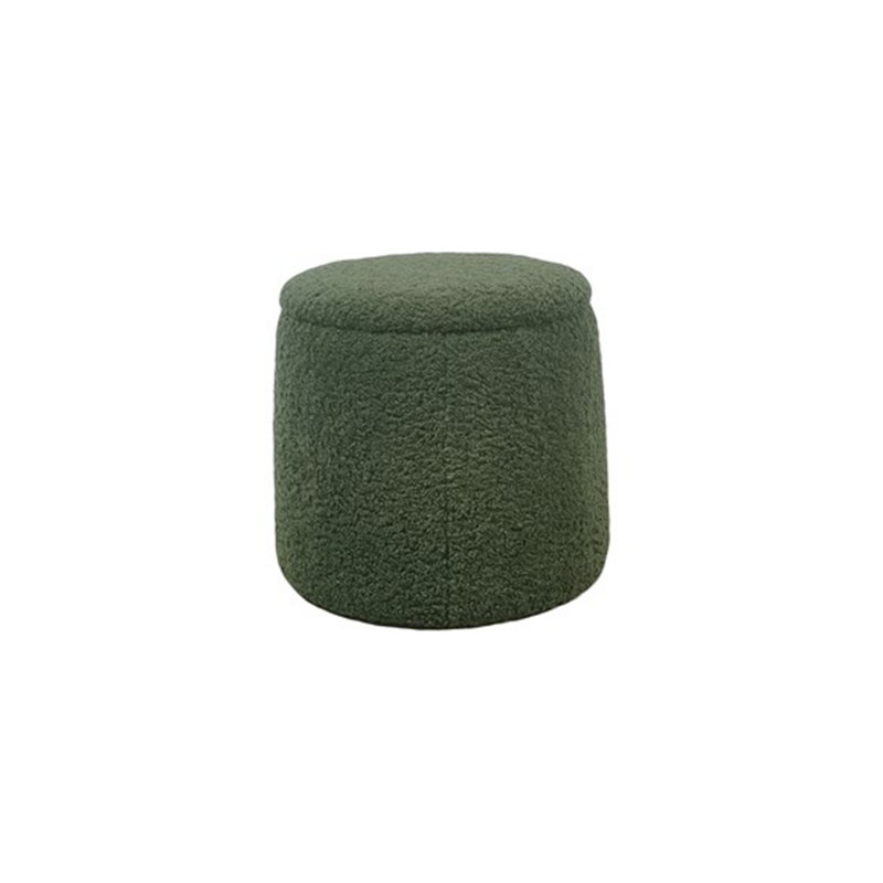 Round Storage Ottoman, Green