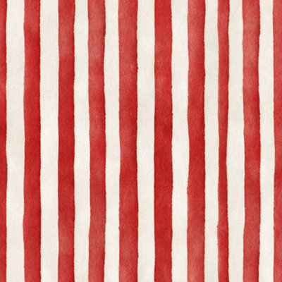 Peel and Stick Wallpaper Red Cream Vertical Stripe Hand Painted Watercolor Contact Paper Removable Self Adhesive Wall Mural Wall Decor for Bedroom Kit
