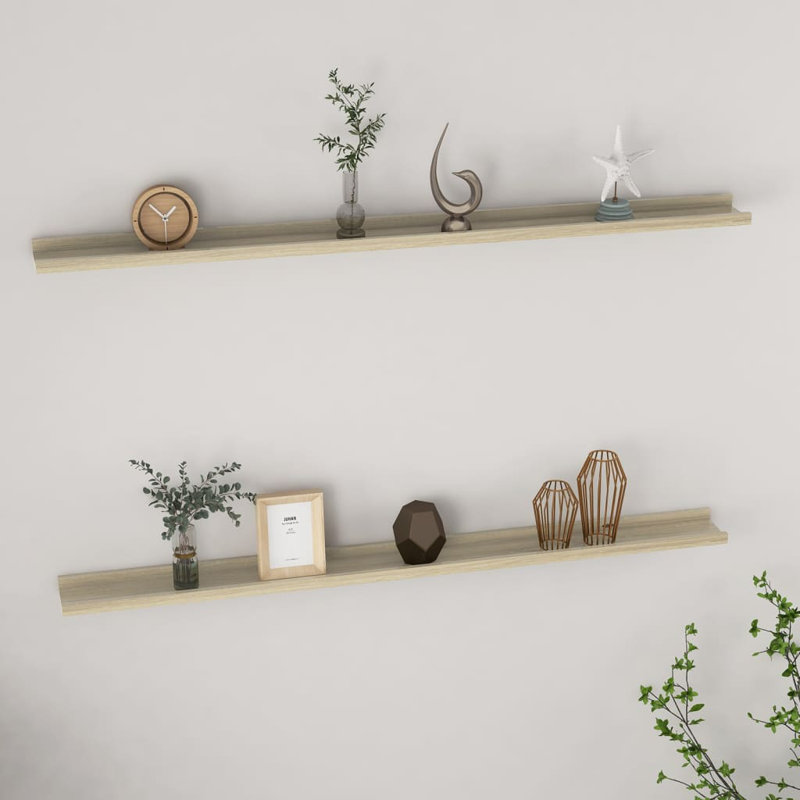 Gracelan 2 Piece Picture Ledge Wall Shelf, 3 cm H x 115 cm W x 9 cm D, Sonoma Oak