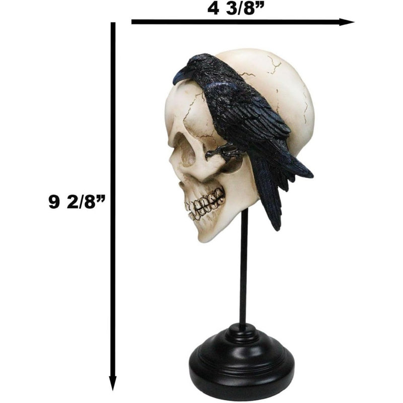 Ornement en forme de tête de mort Poe's Raven Nevermore Skull