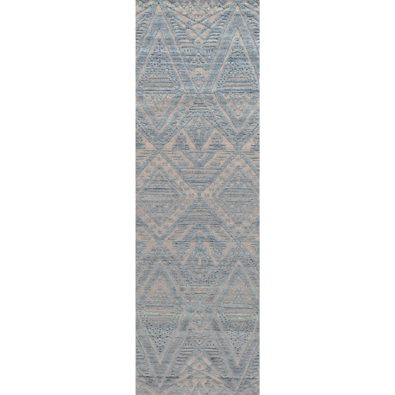 Bariloche Hand Woven Kilim Wool Geometric Area Rug, Runner 3' x 9'