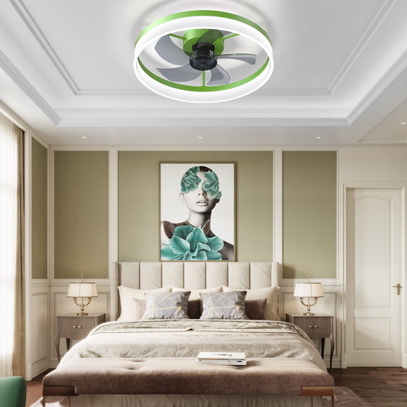 Ventilateurs de plafond avec lumières à DEL à intensité variable Installation intégrée de minces ventilateurs de plafond modernes (or rose)