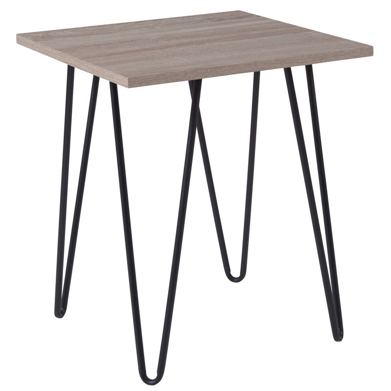 Wood Grain Finish End Table with Metal Legs