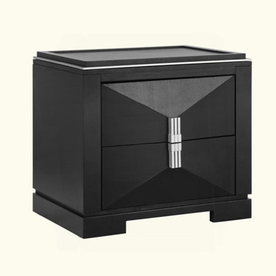 Mid-Century Modern Nightstand, 2 Drawers Wide Sofa Side Table,Wood Diamond Shaped End Table With Storage,Closet With Heavy Duty Base,Small Bedside Table For Bedroom,Living Room,Entrance(1Pc)
