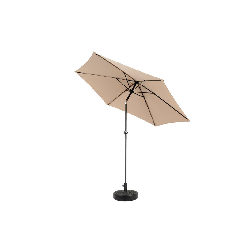 Parasol de patio extérieur de 9 pi de couleur kaki - 6 parasols Fonction d'inclinaison et de manivelle à bouton-poussoir. Pour la cour, la piscine, la terrasse. Conception de table 100% tissu. Manivelle facile à utiliser. Terrasse, piscine.