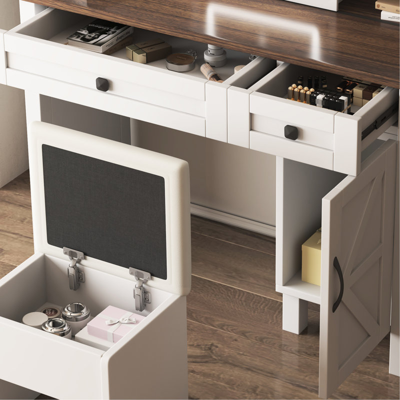 Meuble-lavabo avec miroir coulissant et armoire