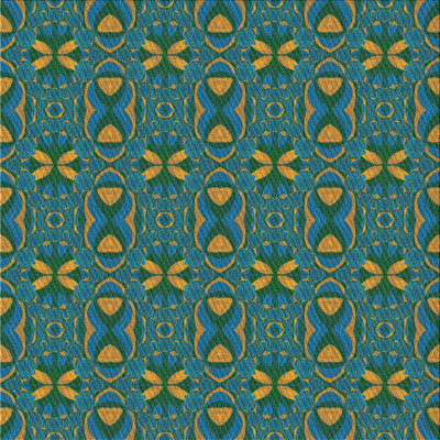 Tapis turquoise/jaune à motifs