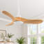 Ventilateur de plafond en bois 36 pouces sans lumière 3 pales en bois massif, avec moteur CC réversible à 6 vitesses-200194355