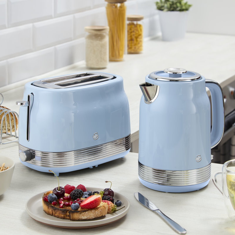 Swan  Retro 2 Slice Toaster with 6 Browning Levels for Toast, Bagels, Breakfast Muffins, Defrost/Reheat/Cancel, Hidden Cord Storage, Non-Slip Feet, 930W
