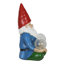 Statue solaire gnome tenant deux boules craquelées