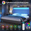 Très grand lit plateforme tapissier 50 "avec lumières DEL Cendi, gris-1083879581-1083879649