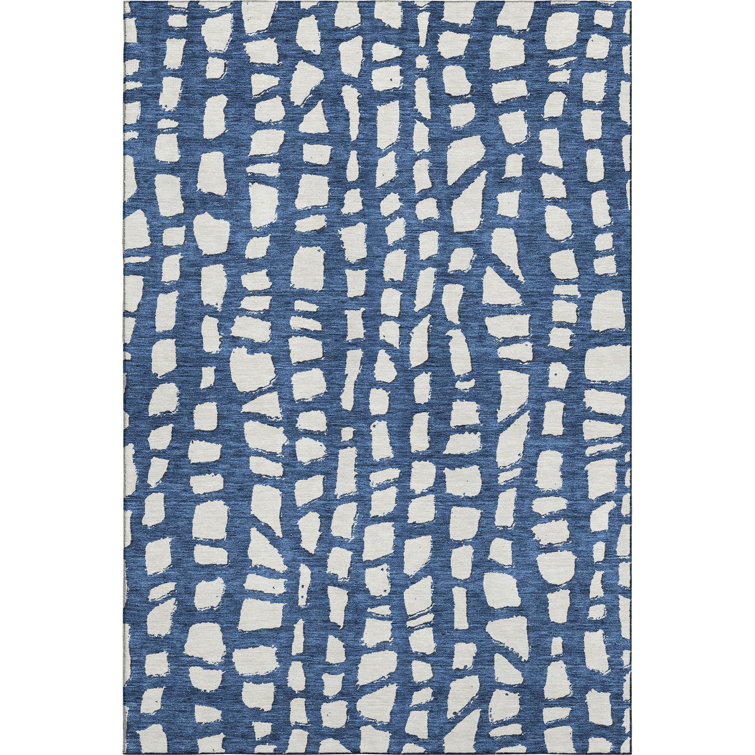 Premium Machine Washable Prisco Navy Rug