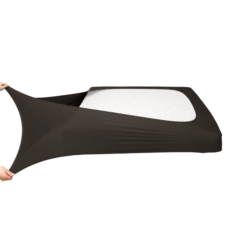 Jersey Knit Stretchy Wrap Around Box Spring Cover, Queen, Brown