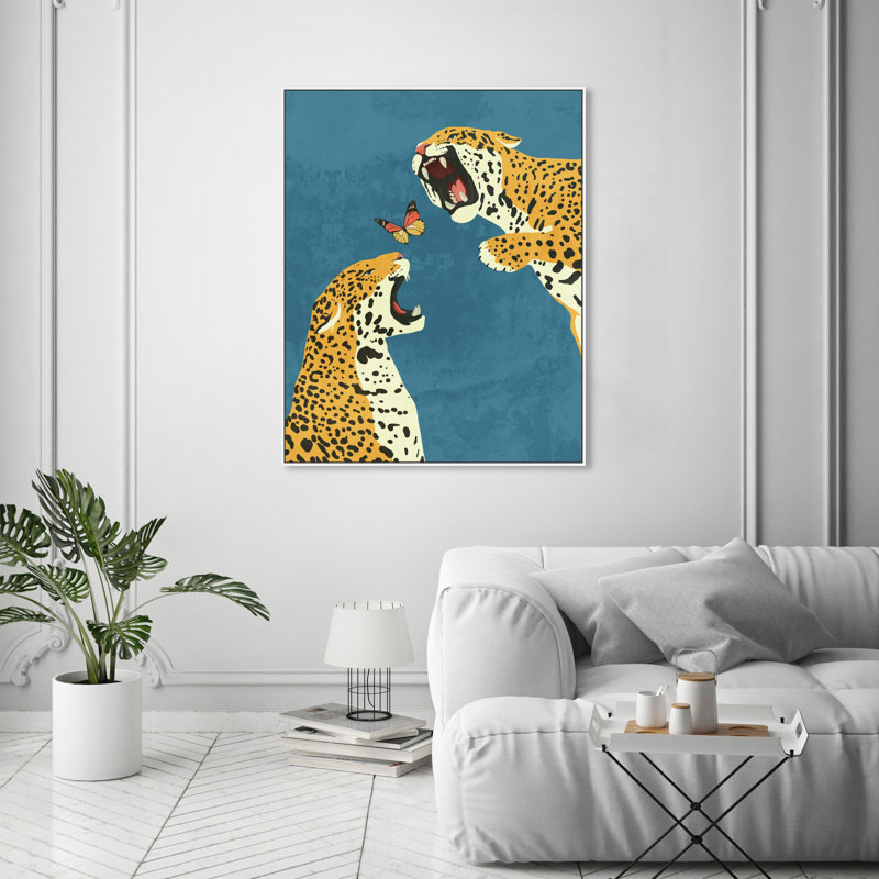 Wild Felines " Wild Felines " by Oliver Gal, White Floater Framed Canvas, 55" H x 37" W