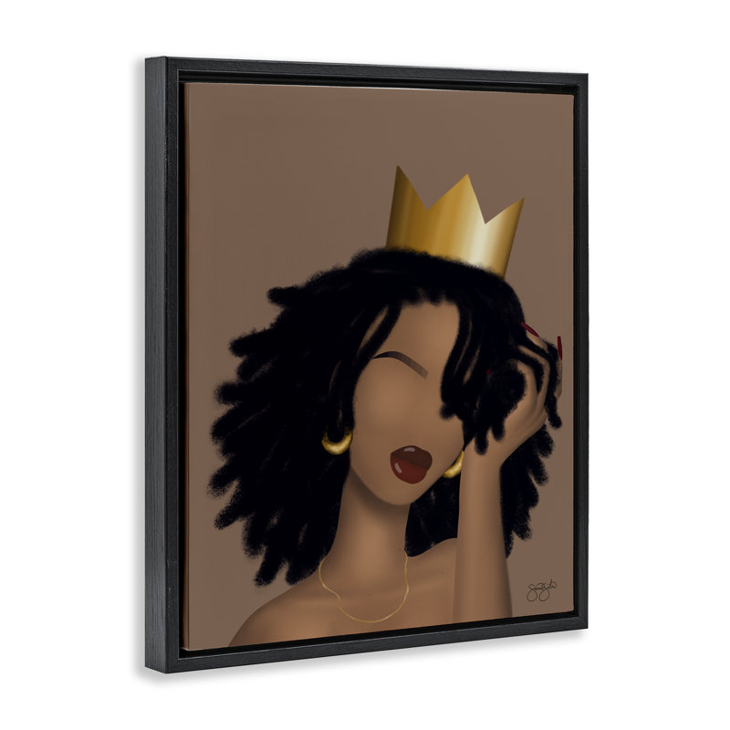 Cadre flottant Reina avec couronne, design par Sierra Siler, Cadre flottant noir de jais, H 21 po x l 17 po