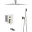 Système de douche avec bec de baignoire en cascade - Plafonnier carré en nickel brossé 3 fonctions à 3 fonctions, valve de pluie et à main Installation rapide et simple Nettoyage rapide-124566318