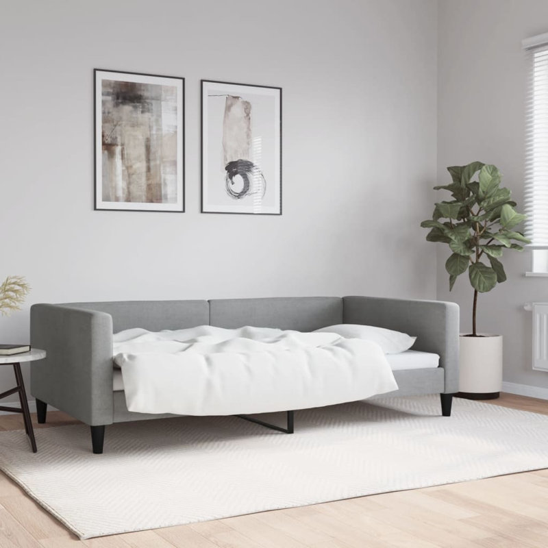 Lit de jour simple en bois massif, Gris clair