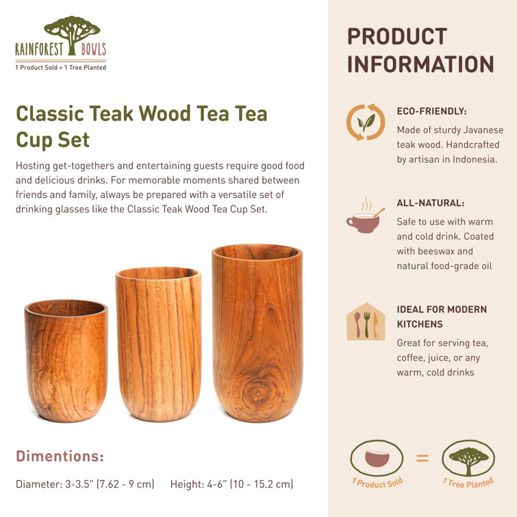 Wooden Tea Cups Natural Solid Wood Tea Cup,Wooden Teacups Coffee Mug for  drinking Tea Coffee Hot Drinks