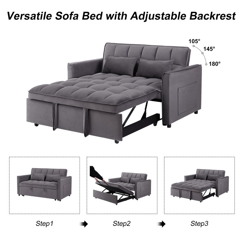 55.1-Inch Convertible Sofa Bed, Dark Gray
