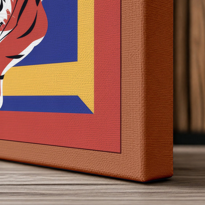 Tiger Geometric - Wrapped Canvas, 18x12 - 45.7 x 30.5 cm, Terracotta Border