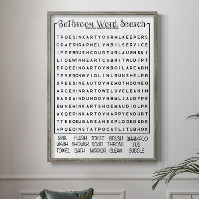 Bath Word Search Framed Print - Solid Wood