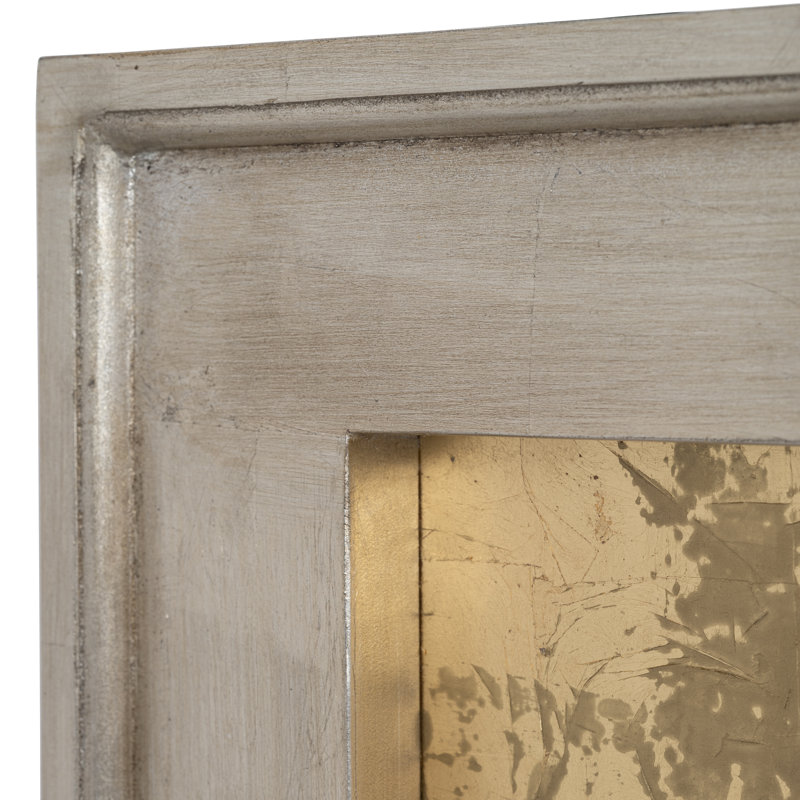 Day at the Ice Rink Hand Painted Abstract Artwork from Mexico, Gold and White, 71 W x 3 D x 47 H Inches