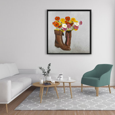 " Boots With Daisies Flowers "