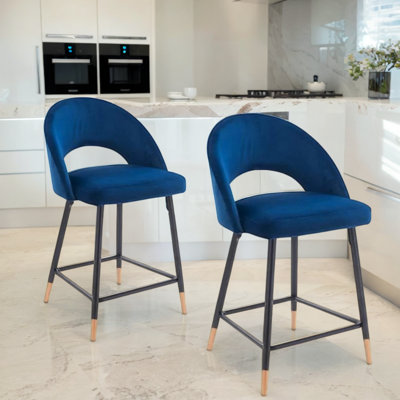 Tabouret de comptoir en velours Rebecca