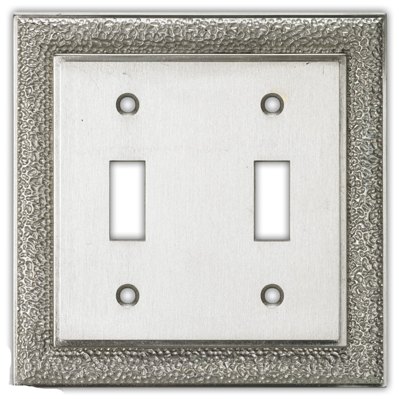 No Subject 2 - Gang Toggle Light Switch Standard Wall Plate, Silver