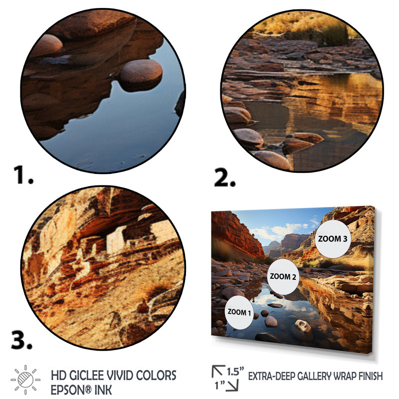 Canyon Reflections - Imprimé, Toile tendue, H 24 po x l 32 po x P 1 po