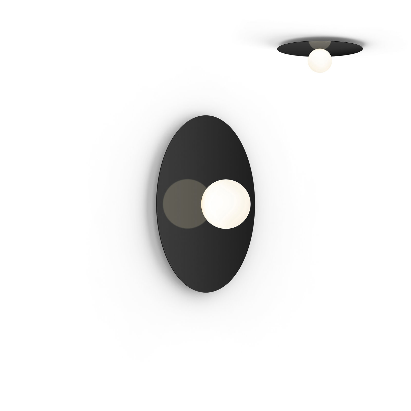 Bola Disc Single Light Flush Mount, Black, 6.5" H x 18" W x 18" D