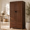 Armoire en bois massif avec 2 tiroirs en noyer délavé