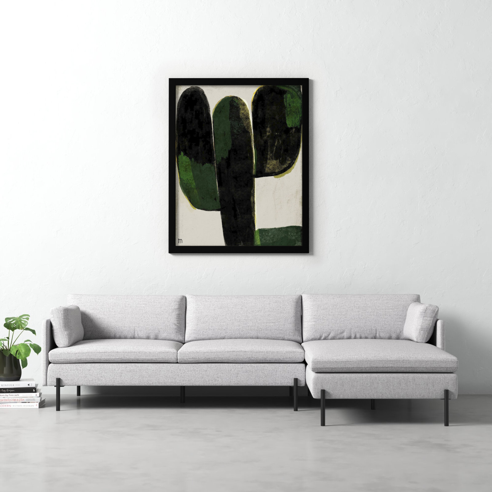 Succulent #1 by StudioM, Black, 50" H x 40" W x 1.25" D