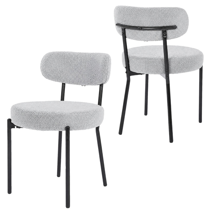 Ensemble table de salle à manger ronde Amous Industrial 42 po avec chaises rembourrées, table de cuisine, Black/Light Grey