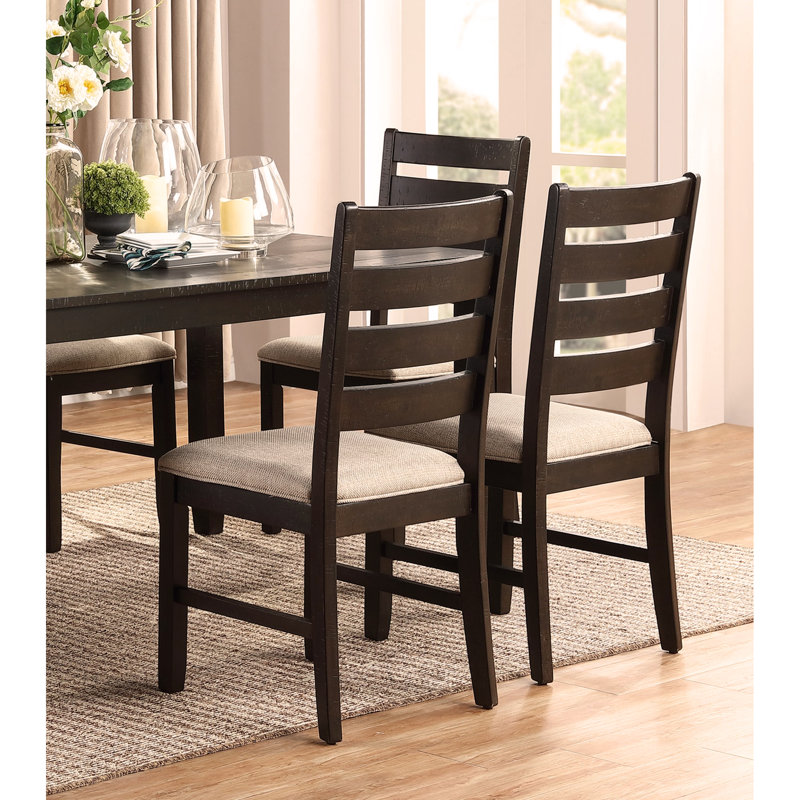 Ensemble de salle à manger 7 pièces 7 pièces avec table à finition brune et 6 chaises d'appoint beige