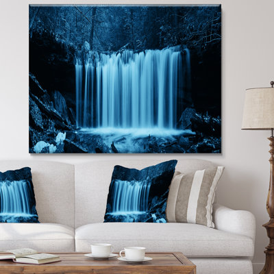 Chutes d'eau en bois noir et blanc - impression de paysage