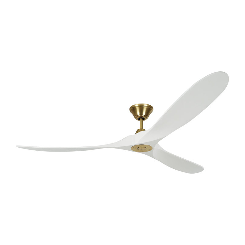 Maverick Downrod Ceiling Fan, Burnished Brass with White Blades, 52"